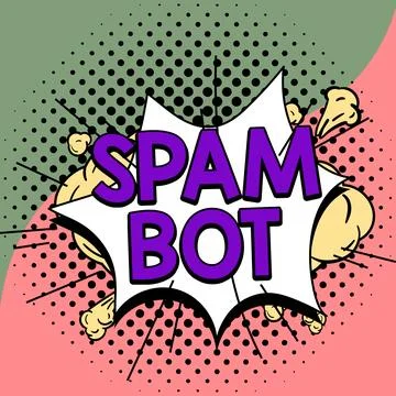 Text sign showing Spam Bot. Concept meaning autonomous program on the Internet Ilustración de archivo