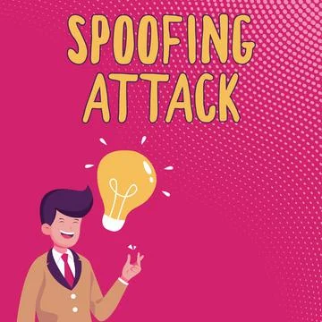 Text sign showing Spoofing Attack. Conceptual photo impersonation of a user 스톡 일러스트