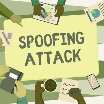 Text sign showing Spoofing Attack. Business concept impersonation of a user Stock Illustration