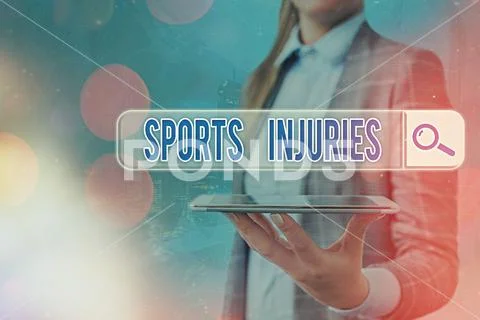 Text sign showing Sports Injuries. Conceptual photo injuries that occur when Stock Photos