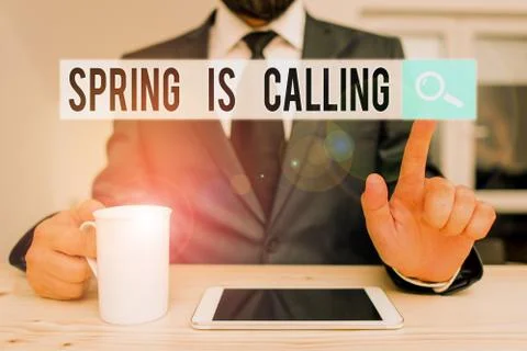 Text sign showing Spring Is Calling. Conceptual photo Time for flowers March Stock Photos