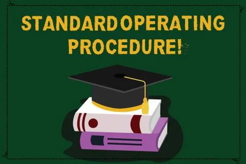 Text sign showing Standard Operating Procedure. Conceptual photo Detailed Illustrazione stock