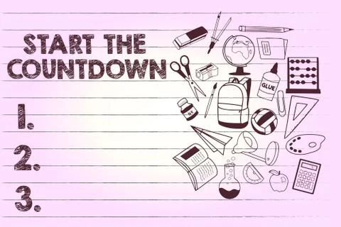 Text sign showing Start The Countdown. Conceptual photo Sequence of Backward 库存插图