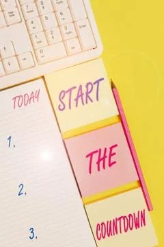 Text sign showing Start The Countdown. Conceptual photo Sequence of Backward Foto stock