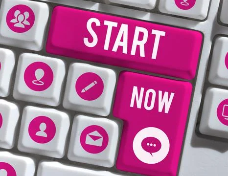 Text sign showing Start Now. Business overview do not hesitate to get working or Stock Illustration