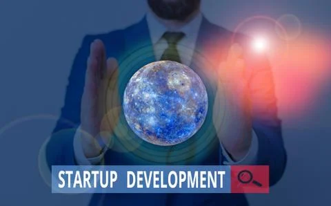 Text sign showing Startup Development. Conceptual photo efficiently develop and Foto stock
