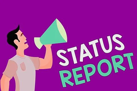 Text sign showing Status Report. Conceptual photo Update Summary of situations Stock Illustration