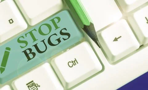 Text sign showing Stop Bugs. Conceptual photo Get rid an insect or similar small Stock Photos