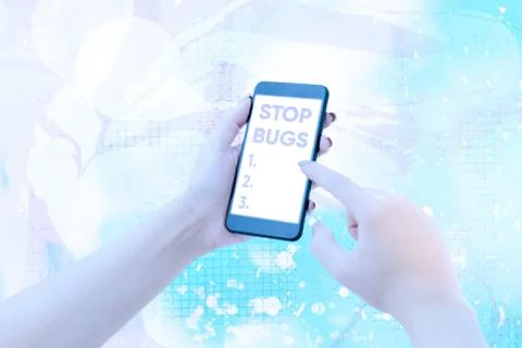Text sign showing Stop Bugs. Conceptual photo Get rid an insect or similar small Stock Photos