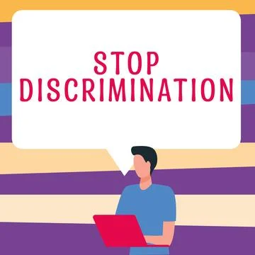 Text sign showing Stop Discrimination. Internet Concept Prevent Illegal Stock Illustration