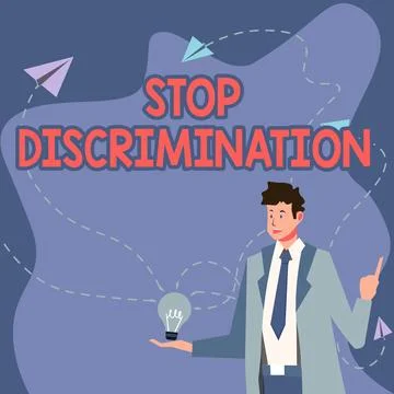 Text sign showing Stop Discrimination. Business idea Prevent Illegal excavation イラスト素材