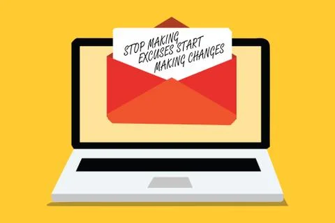 Text sign showing Stop Making Excuses Start Making Changes. Conceptual photo Do Stock Illustration