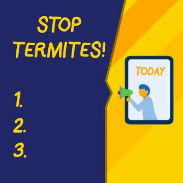 Text sign showing Stop Termites. Conceptual photo prevent a small tropical Stock Illustration