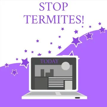 Text sign showing Stop Termites. Conceptual photo prevent a small tropical Stock Illustration