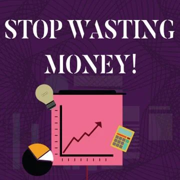 Text sign showing Stop Wasting Money. Conceptual photo advicing demonstrating or 스톡 일러스트