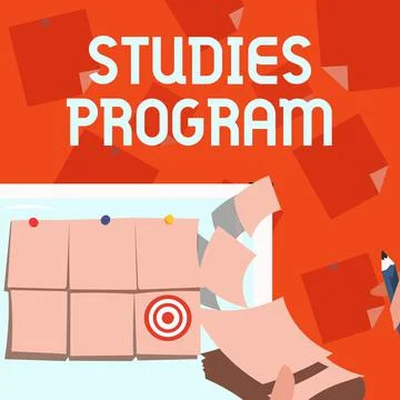 Text sign showing Studies Program. Business showcase Platform help move you Stock Illustration