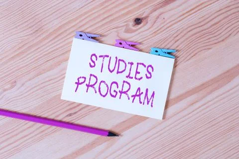 Text sign showing Studies Program. Conceptual photo Platform help move you Stockfoto's