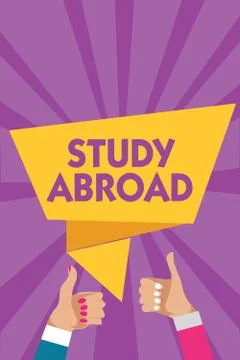 Text sign showing Study Abroad. Conceptual photo Pursuing educational Stock Illustration