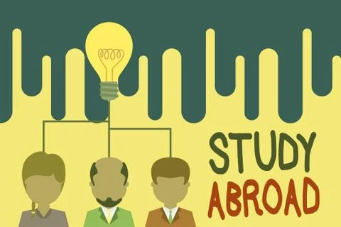Text sign showing Study Abroad. Conceptual photo live in a foreign country and Stock Illustration