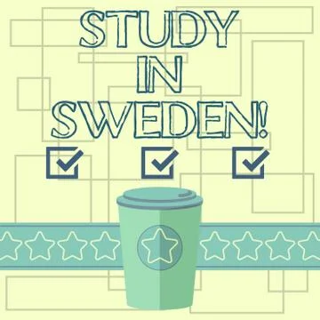 Text sign showing Study In Sweden. Conceptual photo Travel to European country Stock Illustration