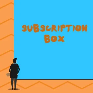 Text sign showing Subscription Box. Conceptual photo button if you clicked on Ilustración de archivo