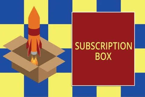 Text sign showing Subscription Box. Conceptual photo button if you clicked on Ilustración de archivo