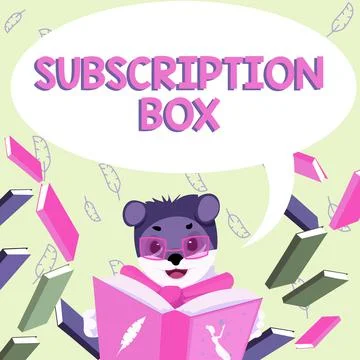Text sign showing Subscription Box. Conceptual photo button if you clicked on Ilustración de archivo