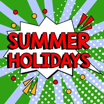 Text sign showing Summer Holidays. Conceptual photo Vacation during the summer 스톡 일러스트