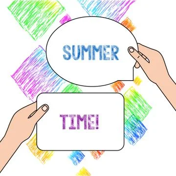 Text sign showing Summer Time. Conceptual photo achieve longer evening daylight Illustrazione stock