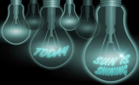 Text sign showing Sun Is Shining. Conceptual photo it is something spreads Ilustración de archivo