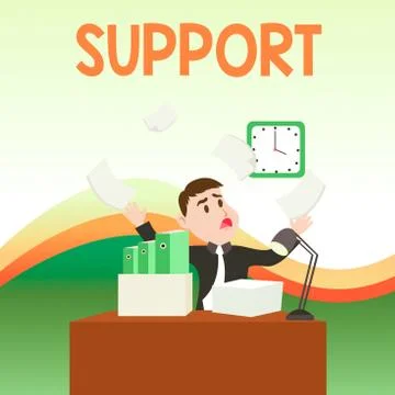 Text sign showing Support. Conceptual photo maintain, sustain, uphold all mean Stock Illustration