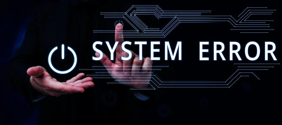 Text sign showing System Error. Business showcase Technological failure Software Foto stock
