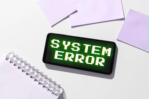 Text sign showing System Error. Concept meaning Technological failure Software Fotos de archivo