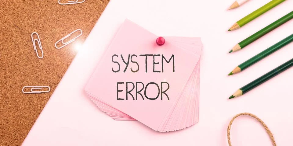 Text sign showing System Error. Business idea Technological failure Software Stock Photos