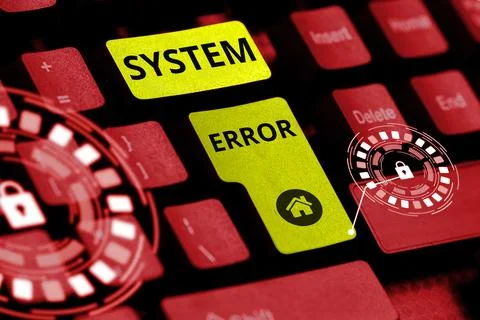 Text sign showing System Error. Word for Technological failure Software collapse Stock Photos