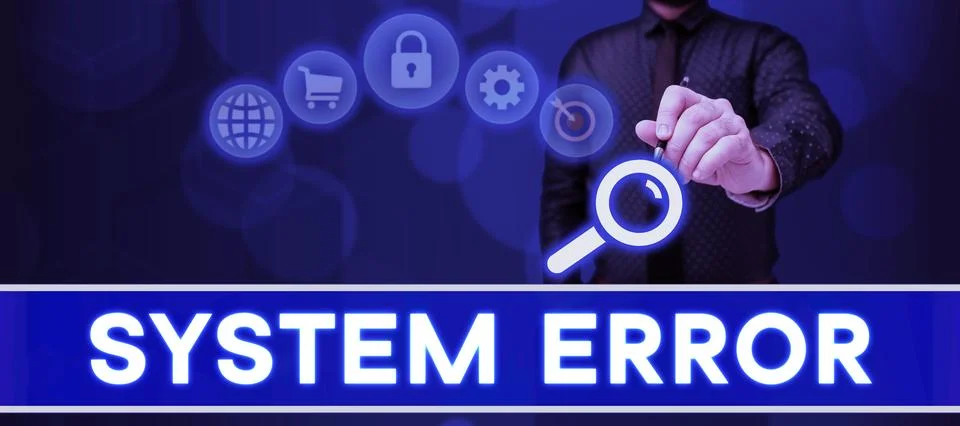 Text sign showing System Error. Word for Technological failure Software collapse Stockfoto's