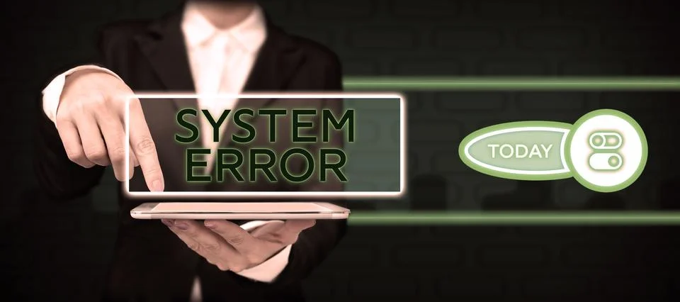 Text sign showing System Error. Business concept Technological failure Software Stockfoto's