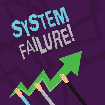 Text sign showing System Failure. Conceptual photo Occur because of a hardware Illustrazione stock