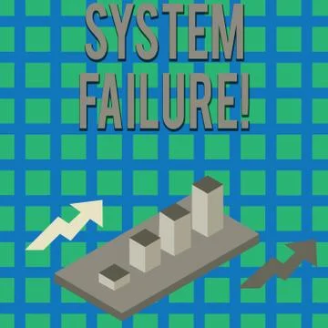 Text sign showing System Failure. Conceptual photo Occur because of a hardware Illustrazione stock