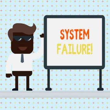 Text sign showing System Failure. Conceptual photo Occur because of a hardware Illustrazione stock