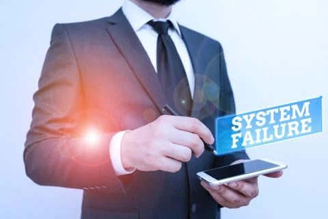 Text sign showing System Failure. Conceptual photo Occur because of a hardware 库存照片