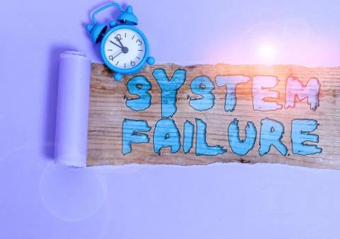 Text sign showing System Failure. Conceptual photo Occur because of a hardware 스톡 사진