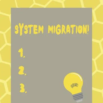 Text sign showing System Migration. Conceptual photo Moving programs to another Stock Illustration