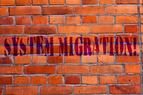 Text sign showing System Migration. Conceptual photo Moving programs to another Stock Photos
