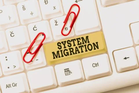Text sign showing System Migration. Business approach moving from the use of one Photos