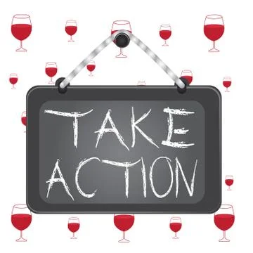 Text sign showing Take Action. Conceptual photo to do somethingoract in order to Illustrazione stock