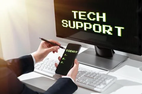 Text sign showing Tech Support. Business showcase Assisting individuals who are Stock Photos