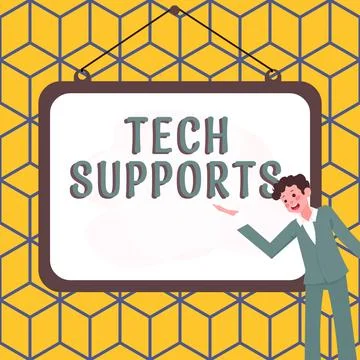 Text sign showing Tech Supports. Concept meaning Help given by technician Online Illustrazione stock