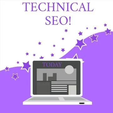 Text sign showing Technical Seo. Conceptual photo Optimization of website that Stockillustratie