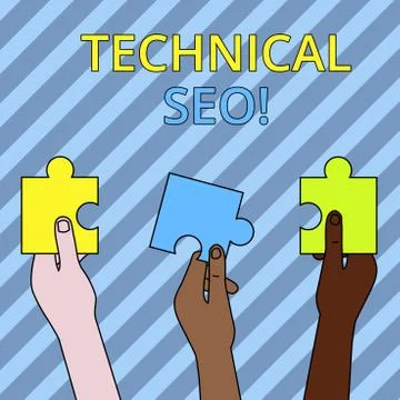 Text sign showing Technical Seo. Conceptual photo Optimization of website that Illustrazione stock